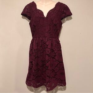 Wendy Bird MODCLOTH Cocktail Special Occasion Midi Lace Dress Size 2 Merlot